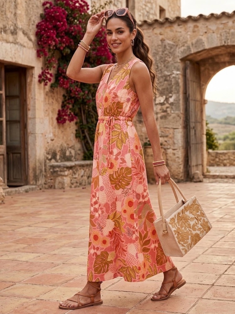 Spartina 449 Lenea Maxi Dress In Calawassie Flowers XS
